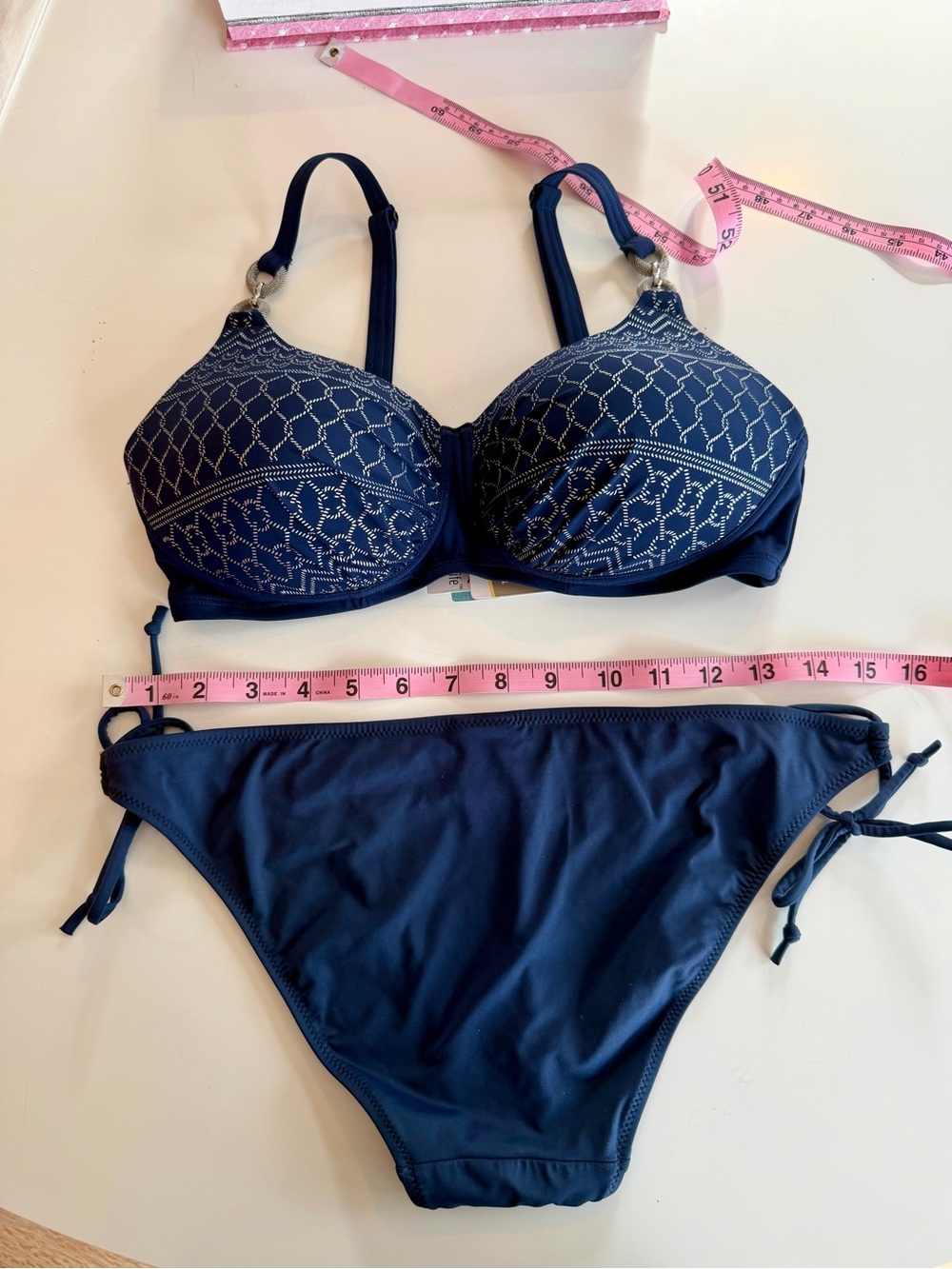 Timeless Navy Embellished Bikini Set